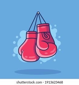 Boxing Gloves Vector Icon Illustration. Sport Boxing Icon Concept Isolated on Blue Background