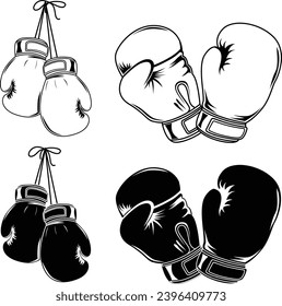 Ilustración vectorial de guantes de boxeo. Guantes de boxeo colgantes