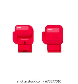 Boxing gloves vector illustration isolated on white background, flat cartoon gloves for box icon