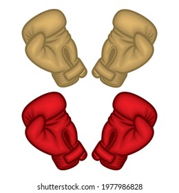 Boxing Gloves Vector Illustration. Vector Logo For A Boxing With Red And Golden Gloves
