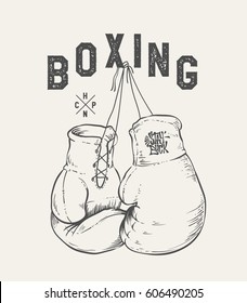 Boxing Gloves vector illustration. Print design t-shirt.