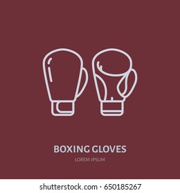 Boxing gloves vector line icon. Box club logo, equipment sign. Sport competition illustration.