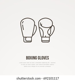 Boxing Gloves Vector Line Icon. 