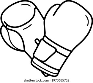 Boxing gloves. Vector outline icon.