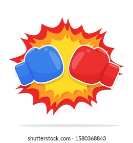 Boxing Gloves Vector. Red and blue boxing gloves that are fighting. isolate on white background.