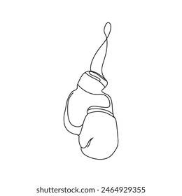 Boxing gloves vector. Sports gloves hanging on a rope vector. Line outline boxing gloves icon. Gloves for fights without rules vector. Vector illustration.