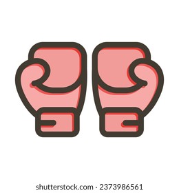 Boxing Gloves Vector Thick Line Filled Colors Icon For Personal And Commercial Use.
