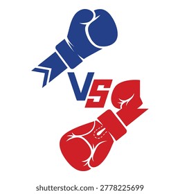 Guantes de boxeo versus concepto de competencia con guantes azules y rojos enfrentados entre sí icono