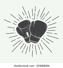 Boxing gloves in vintage style. Vector illustration