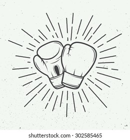 Boxing gloves in vintage style. Vector illustration