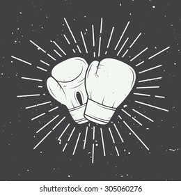 Boxing gloves in vintage style. Vector illustration