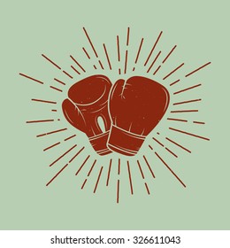 Boxing gloves in vintage style. Vector illustration