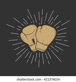 Boxing gloves in vintage style. Vector illustration
