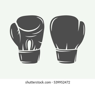 Boxing gloves in vintage style. Vector illustration

