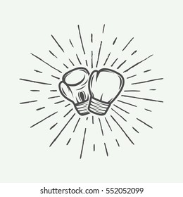 Boxing gloves in vintage style. Vector illustration

