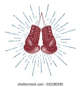 boxing gloves.Prints design for t-shirts.Hand drawn style