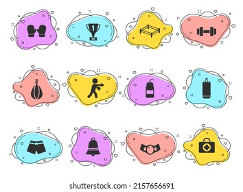 boxing glyph vector icons on color bubble shapes isolated on white background. boxing icon set for web design, mobile apps and ui design