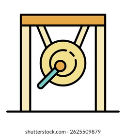 Boxing gong icon. Outline boxing gong vector icon color flat isolated
