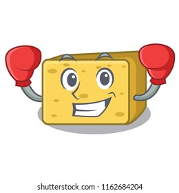 Boxing gouda cheese character cartoon
