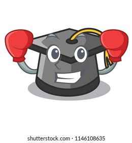Boxing graduation hat character cartoon