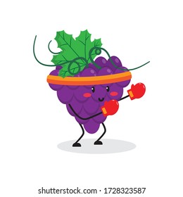 boxing uva lindo personaje mascota diseño vectorial