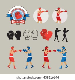 Boxing Graphic Elements, Gloves, Logo, Badge, Icon