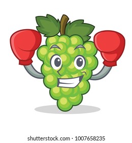 Boxing green grapes character cartoon