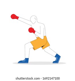 Hombre de boxeo con guantes rojos. Ilustración vectorial simple y minimalista 