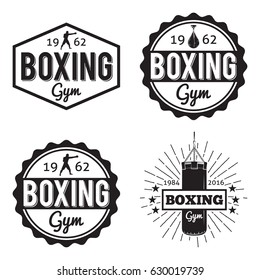 Boxing gym and martial arts hipster logos badges/labels set in vintage style