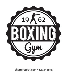 Boxing gym and martial arts logo badge/label in vintage style with boxer