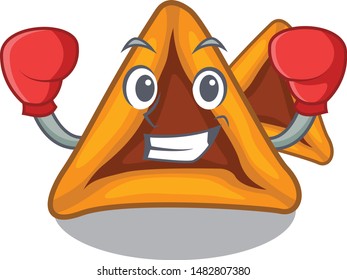 Boxing hamantaschen cookies served in cartoon jar