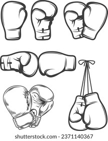 Boxing Hand Gloves Vector Set