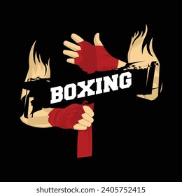 Boxing Hand Logotype Colorful Modern Flat Style