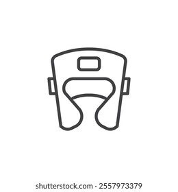 Boxing Headgear line icon. linear style sign for mobile concept and web design. Safety boxing helmet outline vector icon. Symbol, logo illustration. Vector graphics