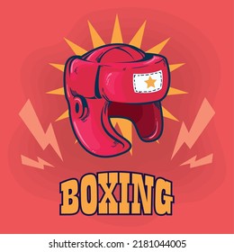 boxing helmet card with thunders