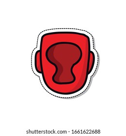 boxing helmet doodle icon, vector illustration