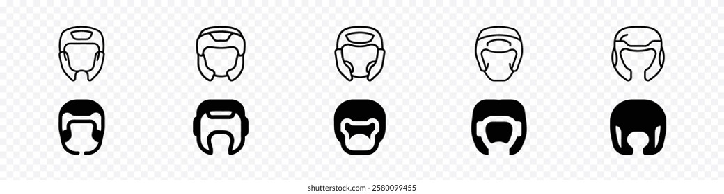 Boxing helmet icon. Boxing Headgear icon, Boxing helmet icon set