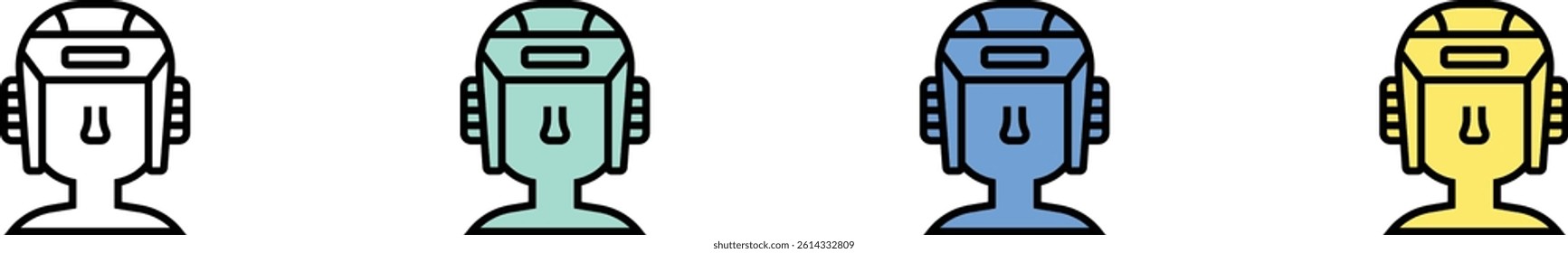 boxing helmet icon. Outline, Green, Blue and Yellow Style Design Isolated On White Background