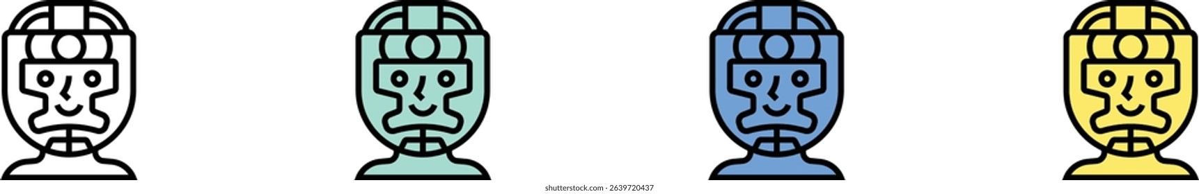 boxing helmet icon. Outline, Green, Blue and Yellow Style Design Isolated On White Background
