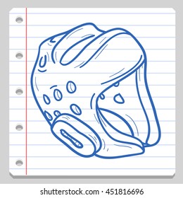 Boxing Helmet Notebook School Doodle Icons Hand Made vector Illustration sketch.