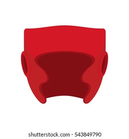 Boxing helmet red. Boxer mask isolated. Spor Accessory for training
