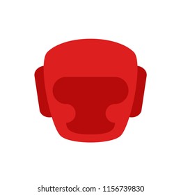 Boxing helmet, red colour helmet. Vector illustration isolated on white background. Sports inventory. EPS 10.
