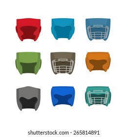 Boxing helmet set. Vector illustration
