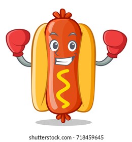 Boxing Hot Dog Cartoon Character