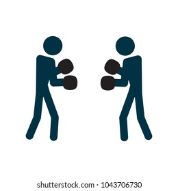Boxing icon in flat style isolated vector illustration on white transparent background. Boxing player icon