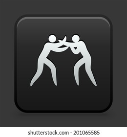 Boxing Icon on Black and White Button 
