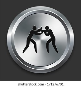 Boxing Icon on Metallic Button Collection