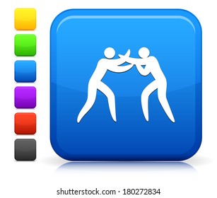 Icono de boxeo en la colección de botones de Internet cuadrado