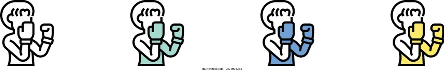 boxing icon. Outline, Green, Blue and Yellow Style Design Isolated On White Background
