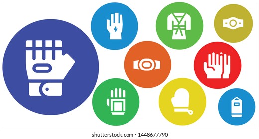 boxing icon set. 9 filled boxing icons.  Collection Of - Glove, Judo, Gloves, Champion belt, Punching bag